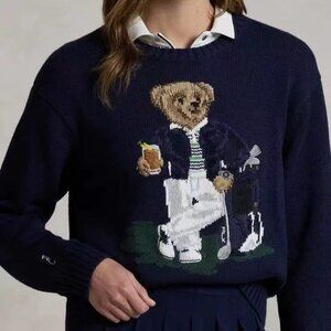 Polo by Ralph Lauren Navy Sweater with Bear Motif